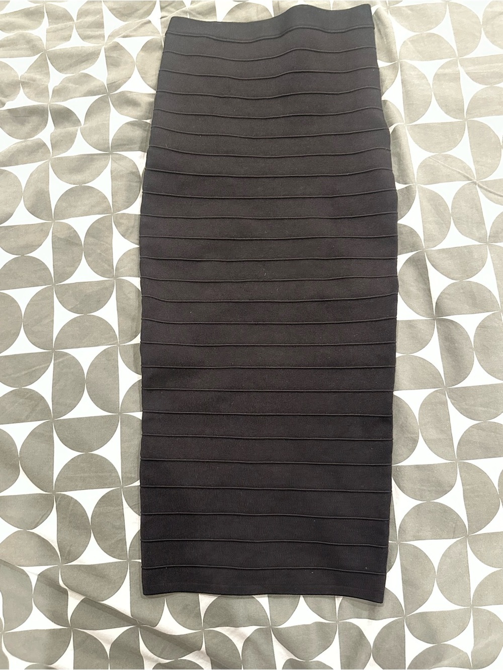 Marciano Black Ribbed Midi Pencil Skirt